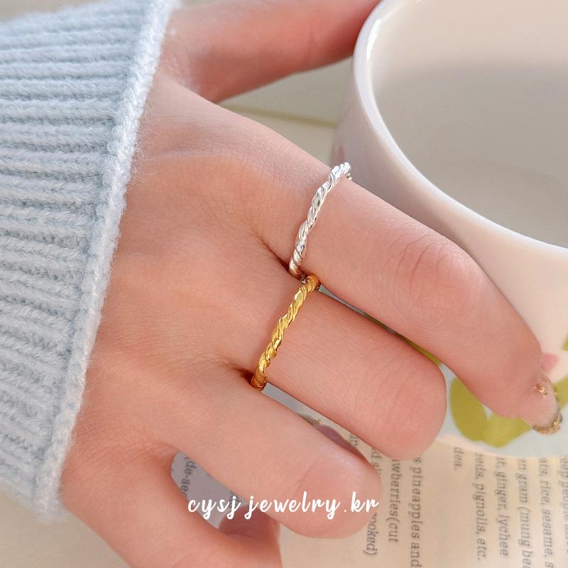 Cui Yan S925 Sterling Silver Korean Twist Knot Minimalist Adjustable Ring for Women