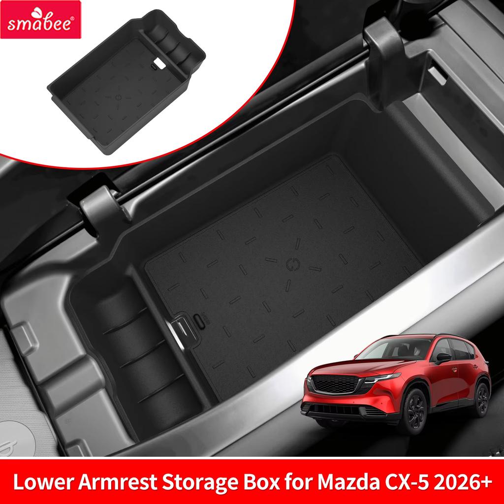 Smabee for Mazda CX-5 CX5 2026+ Center Armrest Storage Box ABS Insert Tray Organizer Car Interior Accessories Tidying Black