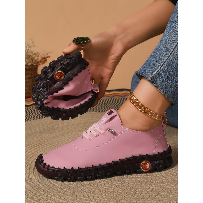 Spot handmade side seam thread large size beef tendon shoes shallow mouth outer wear single shoes 2025 new Roman style soft sole women's shoes