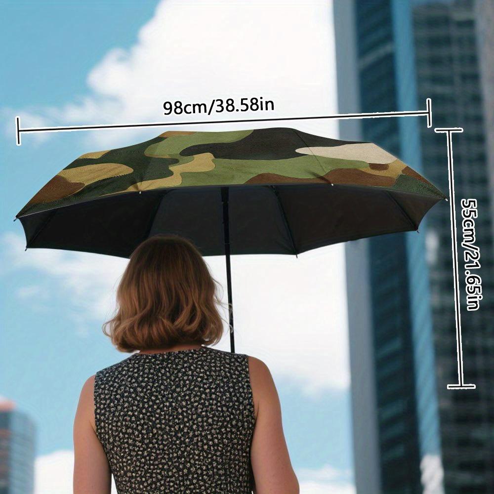 1pc Army Camouflage Colors Pattern Portable Folding Umbrella - Automatic Open/Close Design, Lightweight 8-Rib Structure, Plast