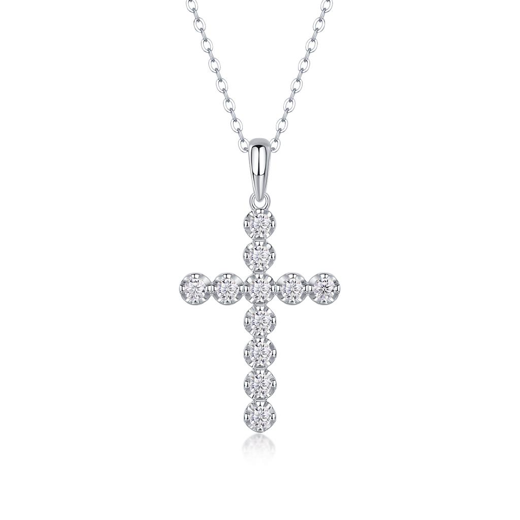 Pendente Croce Moissanite di Alta Qualità per Argento Sterling 925 Placcato Oro 18K Gioielli alla Moda Certificato GRA Uso Quotidiano Regalo