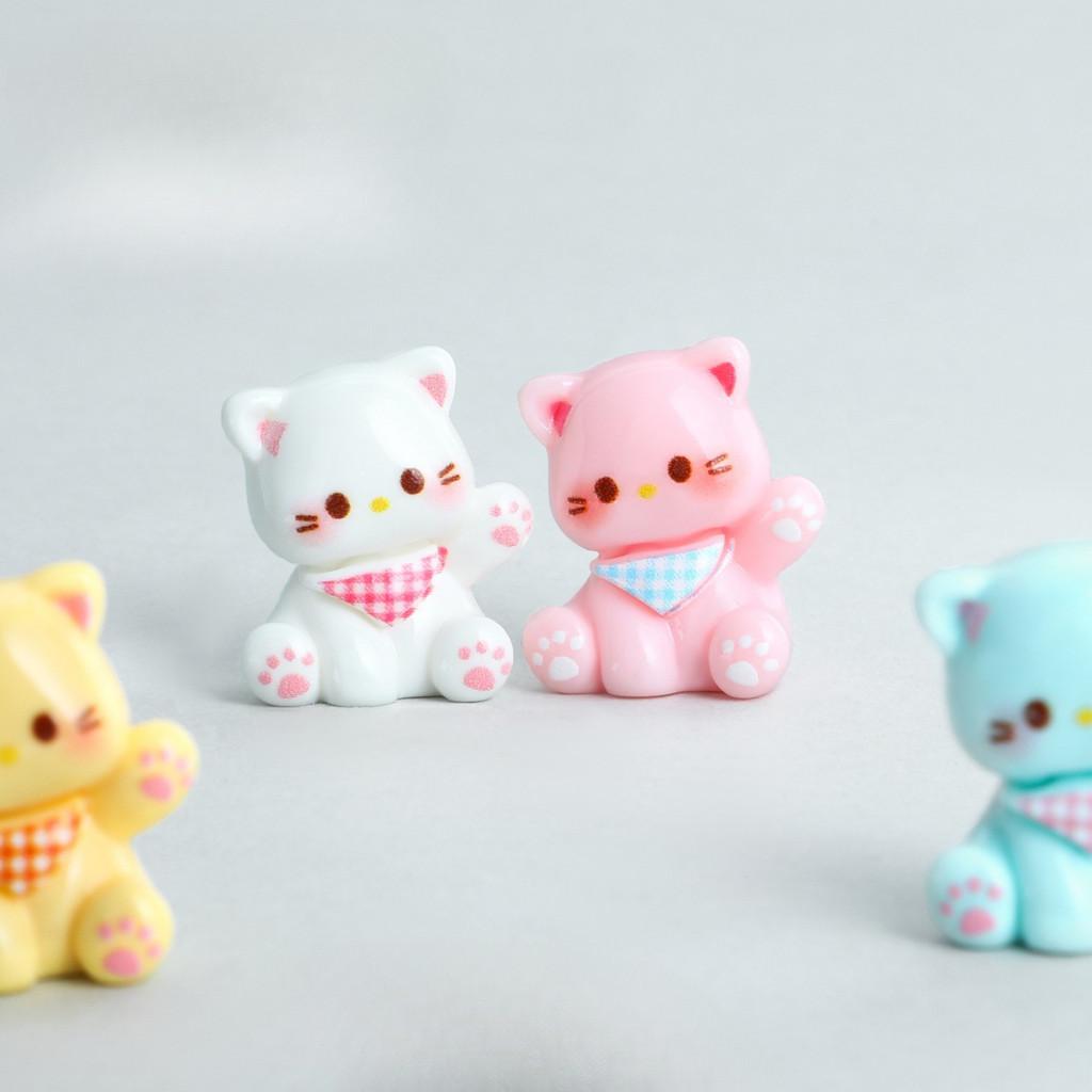 10Pcs Cartoon Cat Animal Miniatures Mini Figurine Resin Ornaments Fairy Garden Decoration Micro Landscape