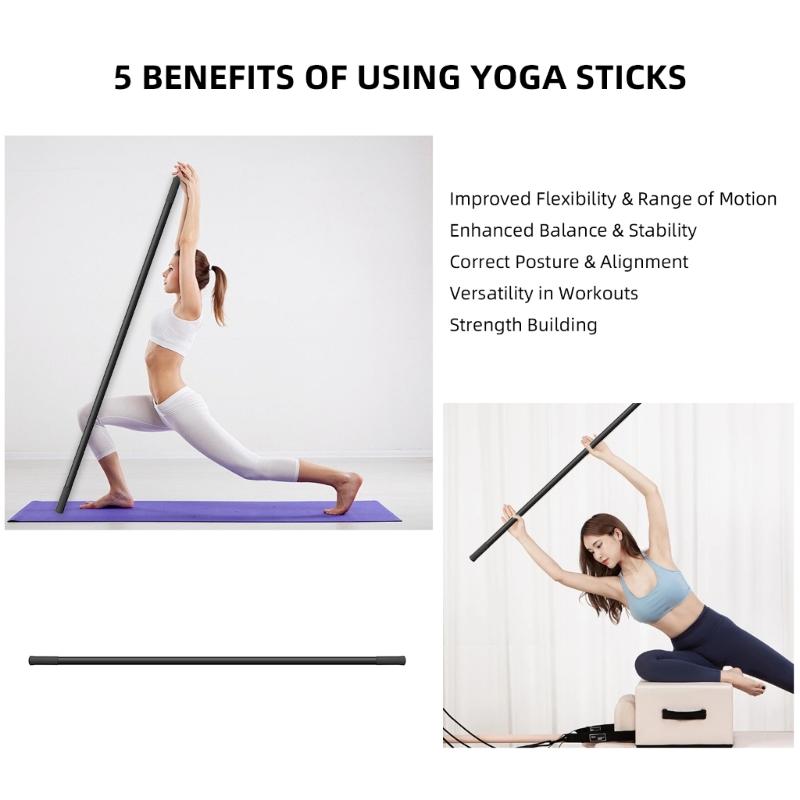 MultiPurpose Steel Stretch Stick Portable Yoga Stick with Nonslip Handle Balance Training Tool Flexibility Exercise Rod