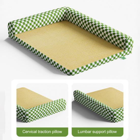 Dog Cooling Mat Summer Cat Bed with Neck Support Pillows Cool Sleeping Mat with Removable Washable Cover for Cats Puppies Small Dogs