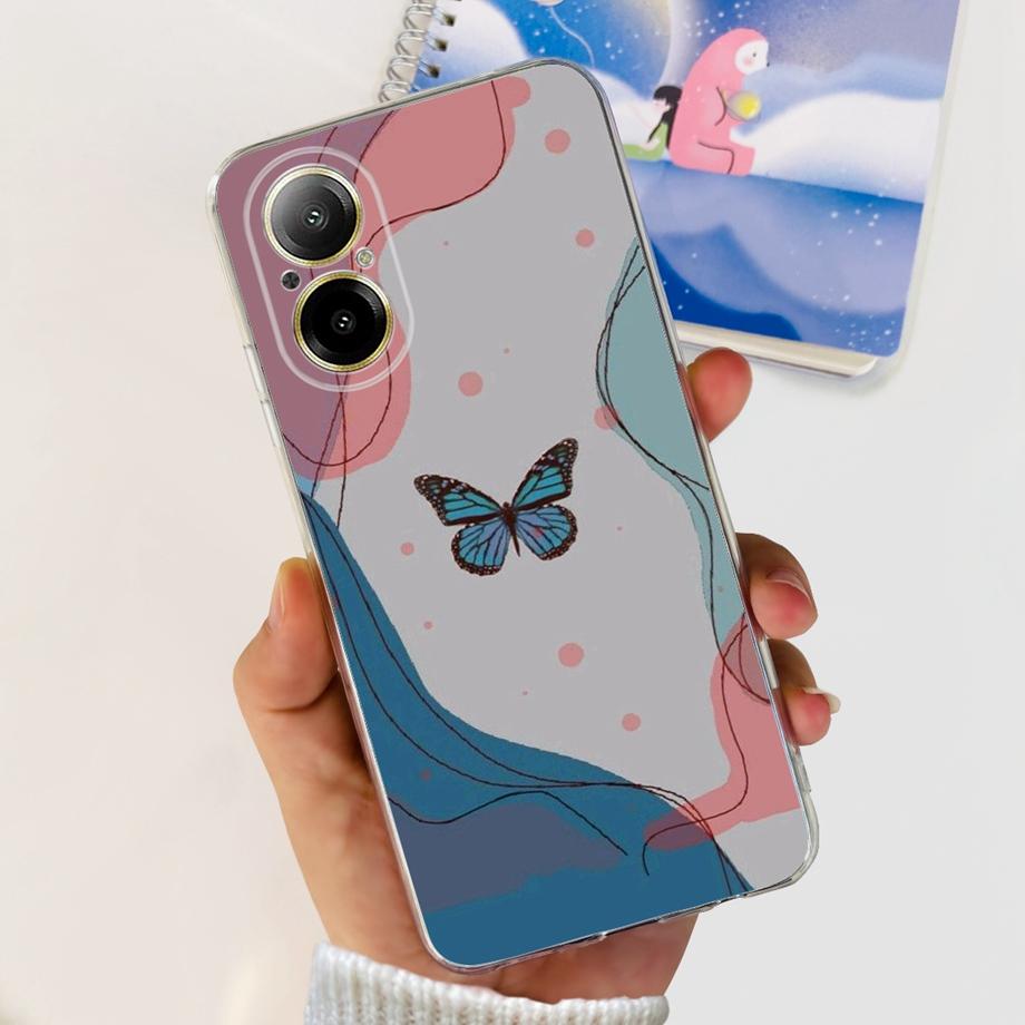 Weiche TPU-Stoßstange Hüllen für Realme C67 4G RMX3890 Rückabdeckung Dünnes Klares Silikon Handyhülle Damen Mode Malerei Funda C 67 4G