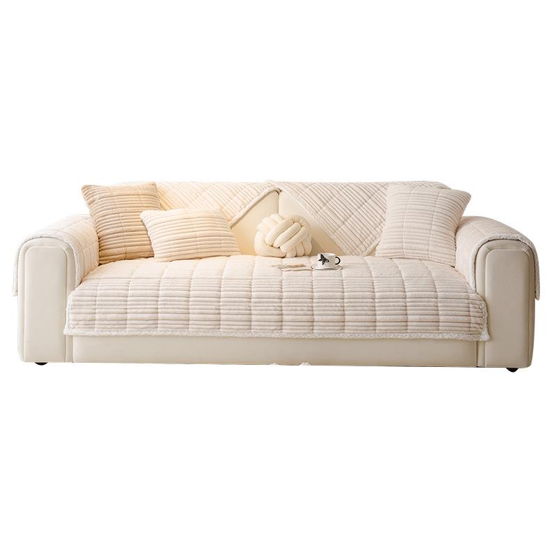 Cream Wind Milk Fleece Sofa Cushion Autumn And Winter Plush Seat Cushion Simple Advanced Sense Non-Slip Cover  New Cover