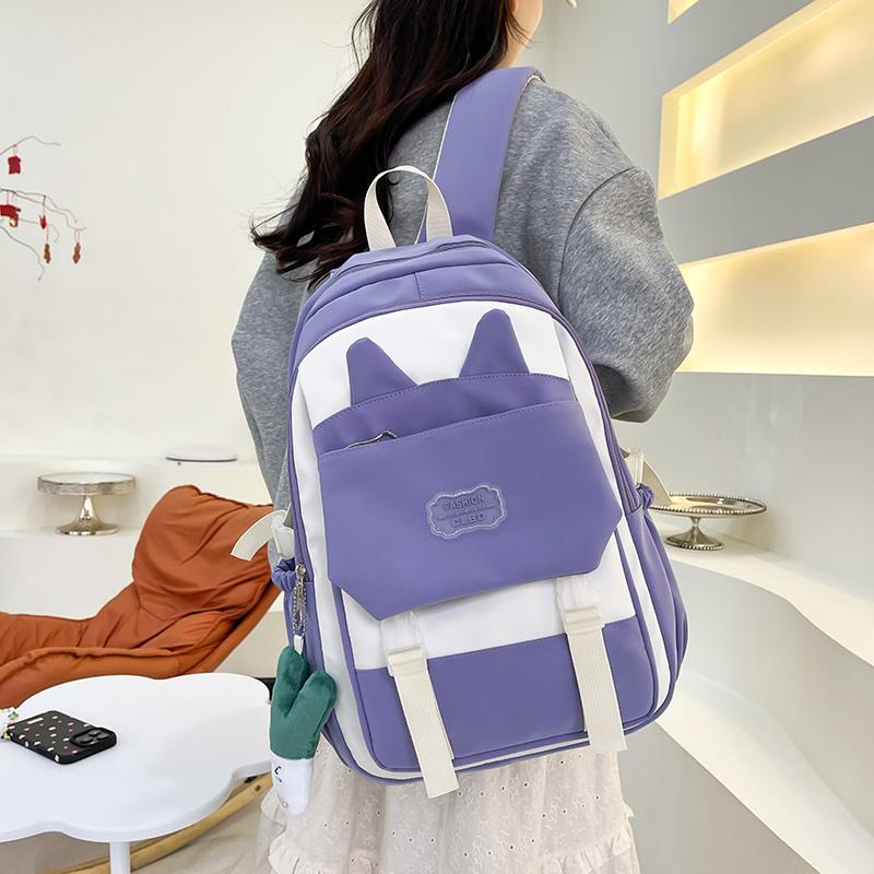 Three-piece Backpack Set Cat Ears Female Large Capacity School Bag Student Backpack