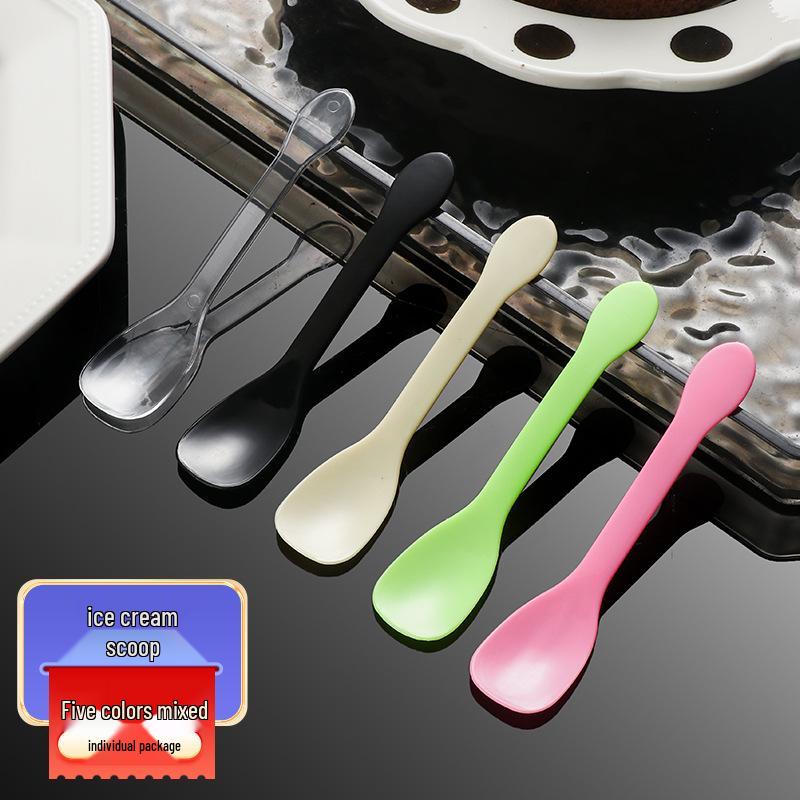 Disposable Thickened Plastic Spoon for Dessert, Ice Cream, Popsicle, Jelly, Pudding, Fruit, & Salad
