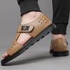 Fashion Genuine Leather Men Roman Sandals Luxury Open Toe Flat Casual Shoes Male Comfor Soft Beach Shoes Fashion Designer Men Sandalias