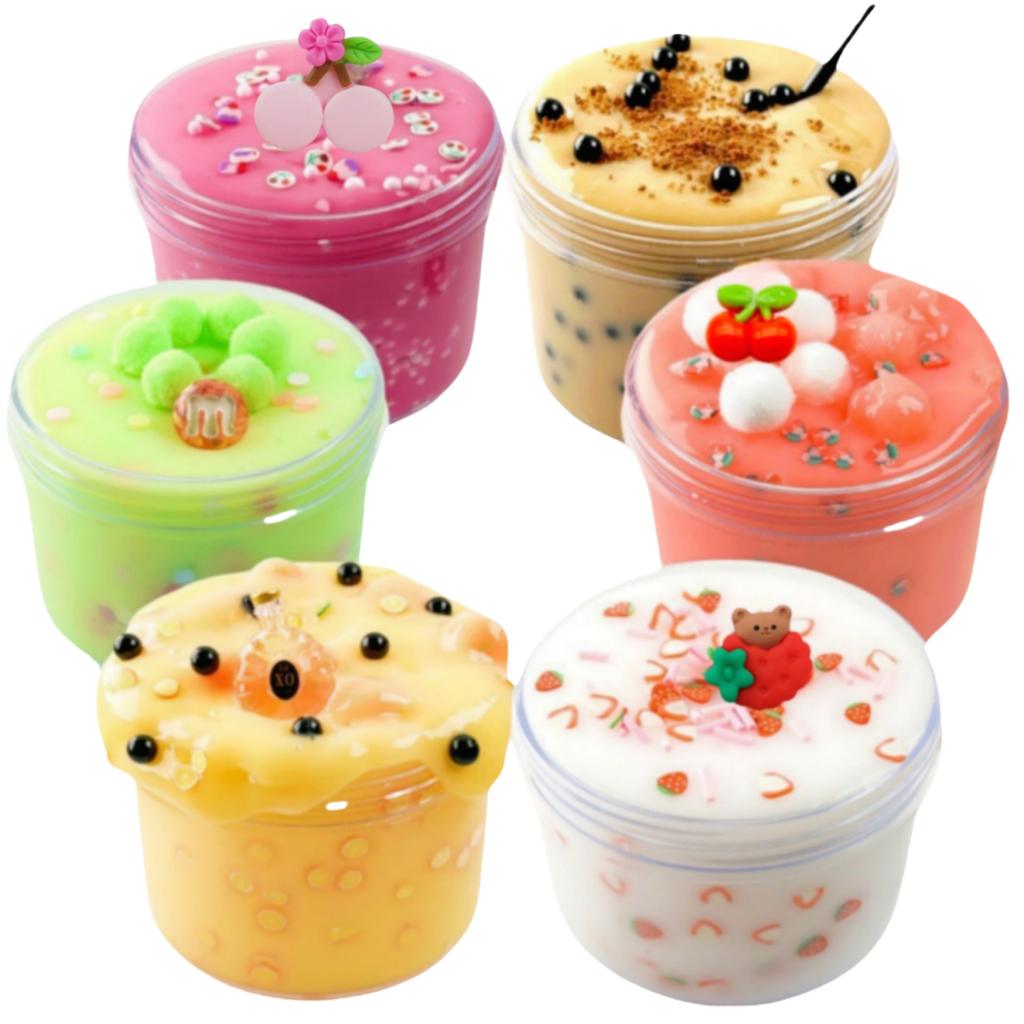 Crystal Mud Does Not Stick To Your Hands Pearl Milk Tea Slime Bubble Glue Children's Toy Set Decompression Color Mud