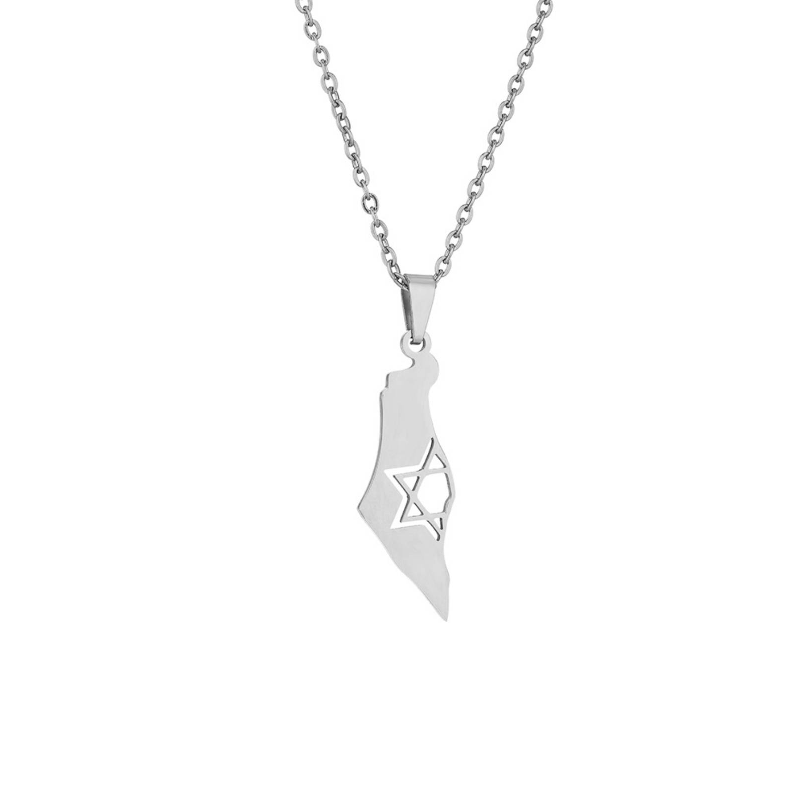 Je Star of David Pendant Necklace for Women Men Hebrew Script Stainless Steel Jewelry Gift