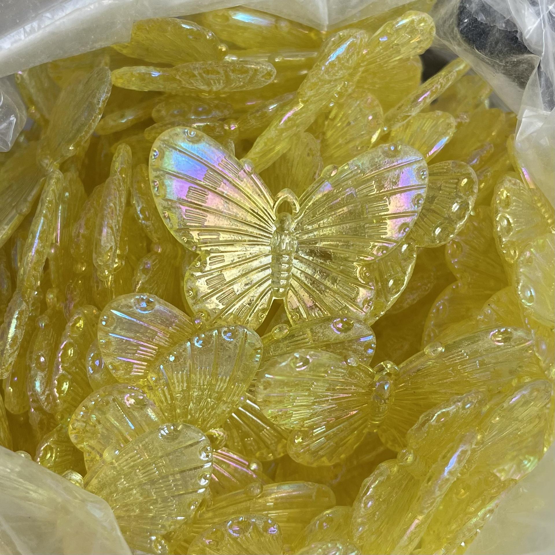 

Acrylic Plated Transparent Butterfly, 20pcs DIY Hanging Hole Beaded Material Hairpin, Mobile Phone Case Decorative Accessories