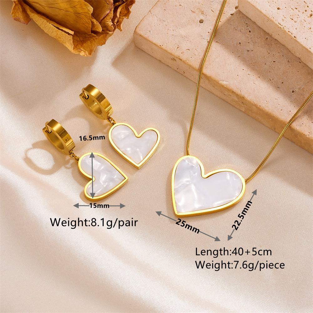 European Bestseller Stainless Steel Heart Necklace & Earring Set - Fashionable, Colorfast, Non-Fading Titanium Steel 