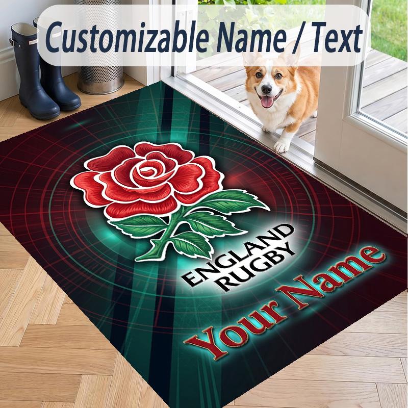 Custom Text Printed Rug England Rugby Non Slip Floor Carpet For Home Room Decor