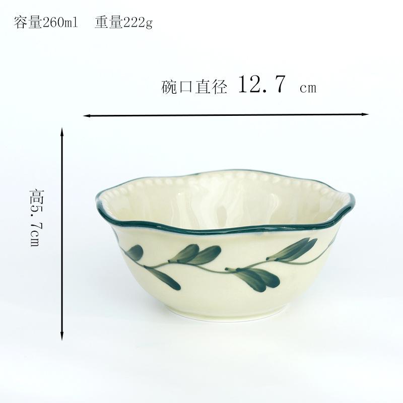 

Underglaze Color Tableware Green Leaf Plate Lace Plate Household Vegetable Plate Rice Bowl Plate Salad Plate Vegetable Plate Western Food Plate