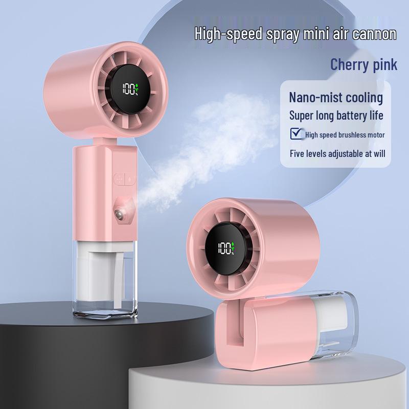 

New Year Style Nano Spray Hydrating Handheld Fan - Portable High-Speed Humidifying Small Fan for Students 184*68*60mm