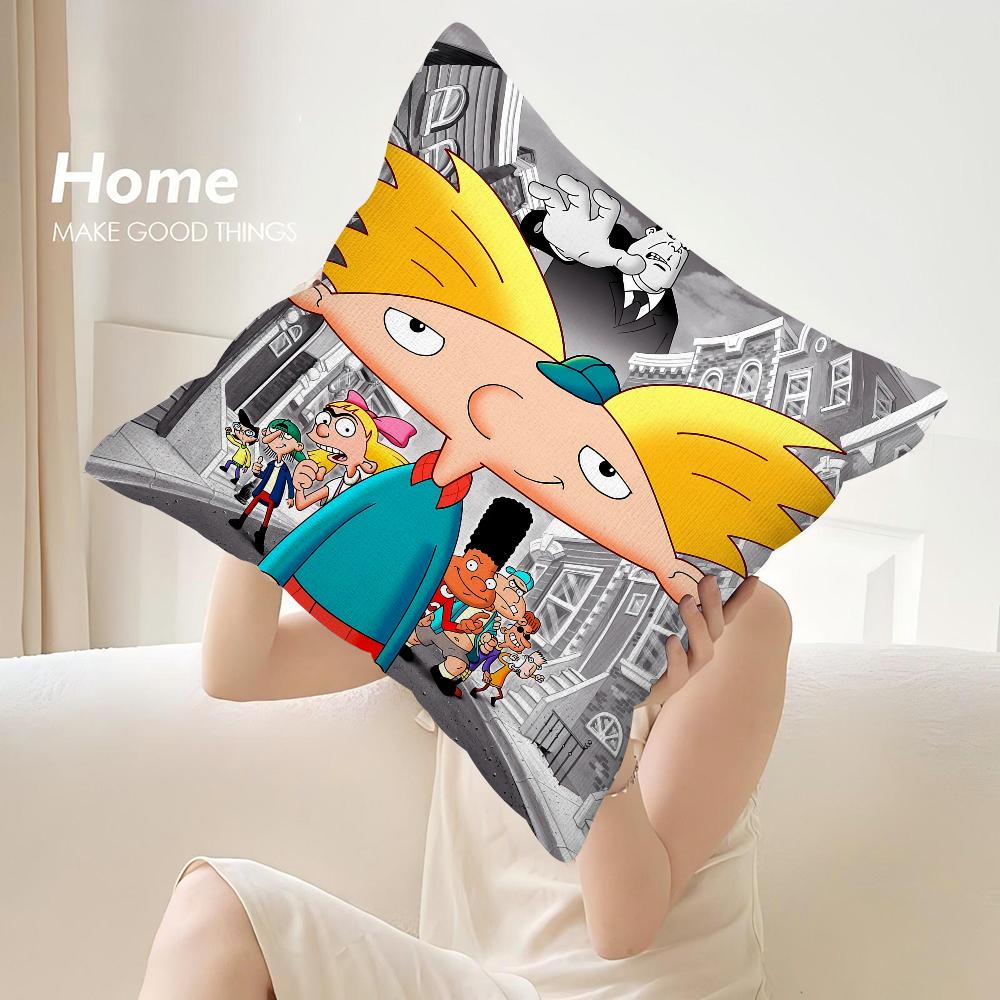 Cartoon Hey A-Arnold Pillow Case Sofa Decorative Home Double-sided Print Plush Square Throw Pillow Covers Cushion Decor Cover
