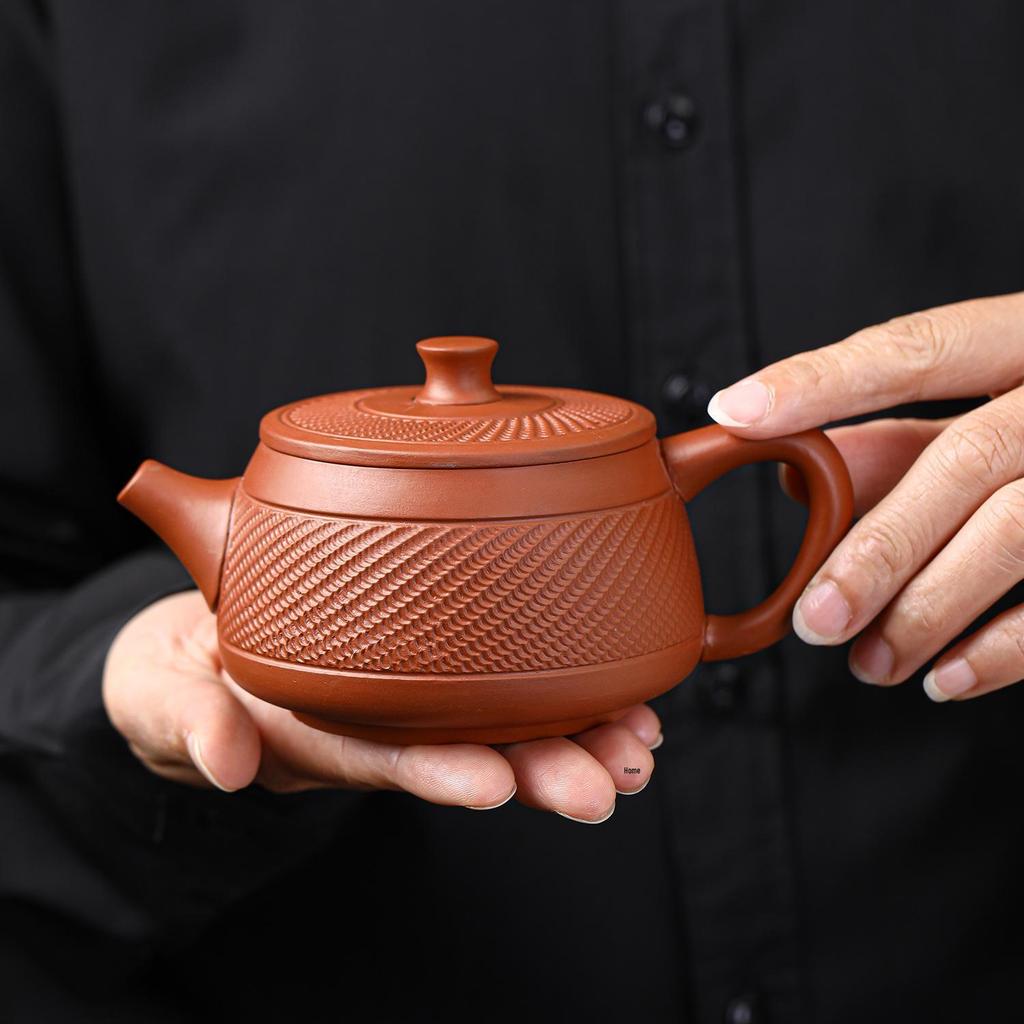 Large-Capacity Purple Clay Kung Fu Tea Set with Jump Knife Teapot and Two Cups