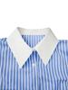 2024 Women's Casual French Stripe Patchwork Lapel Shirt