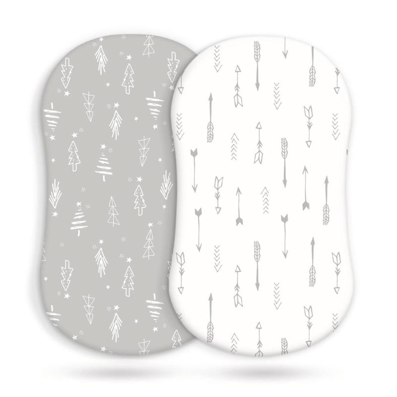 2Pcs Baby Fitted Sheet Newborn Bassinet Changing Pad Cover Soft & Breathable Crib Fitted Sheets Cradles Mattress Cover