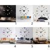 Large 3 Wall Clock Frameless Mirror Surface Sticker Home for Living Room Bedroom - Silver
