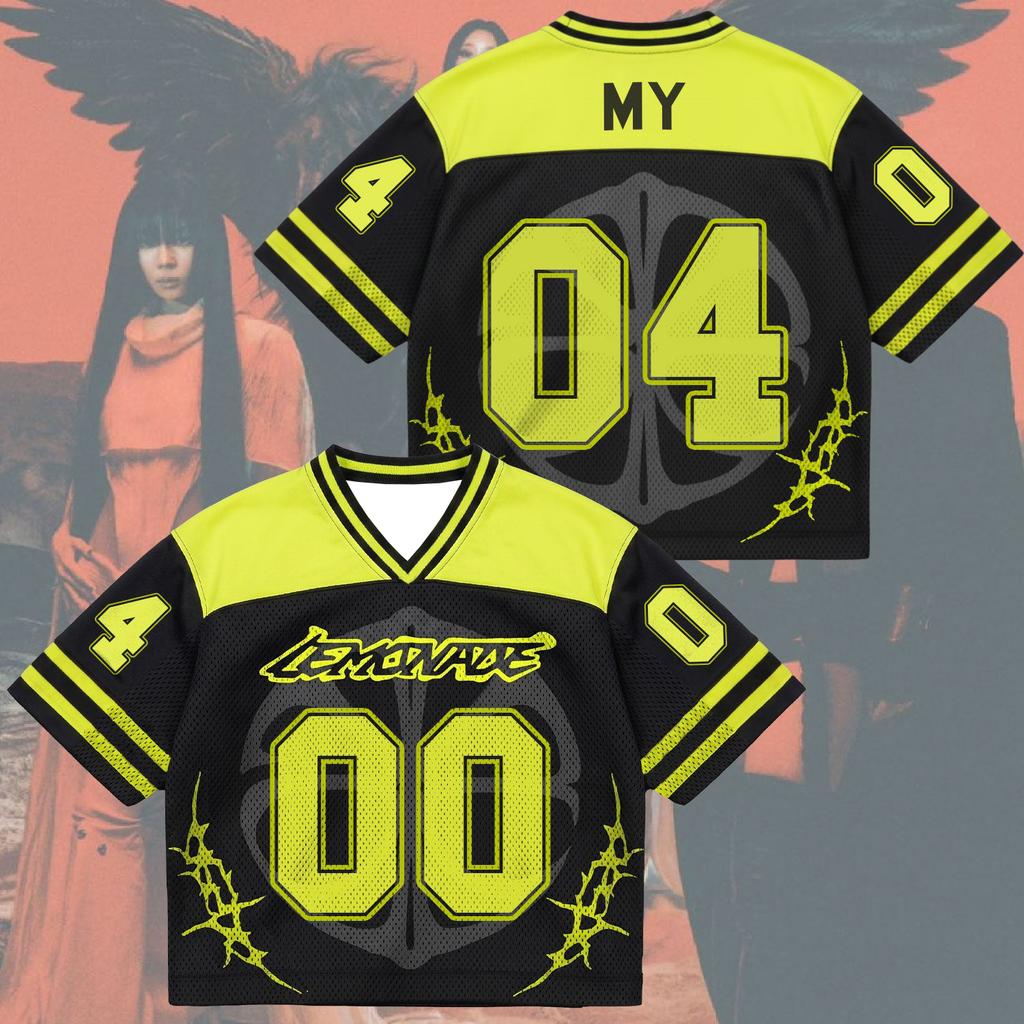 2026 Damen Aespa NINGNING "Lemonade" Amerikanischer Stil Cropped Trikot Atmungsaktiv Lässig Streetwear Kurzarm Kpop Fans T-Shirt