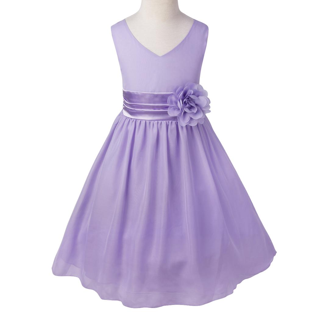 Dětské velké dívčí asymetrické volánky Květinové dívčí šaty Venkovní svatební šifonové šaty pro družičku