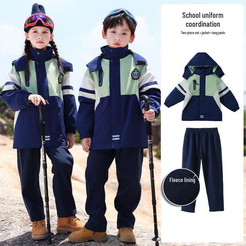 Cuffed Trousers & Outdoor Sports Jacket Set - Primary School & Kindergarten Uniform 120cm