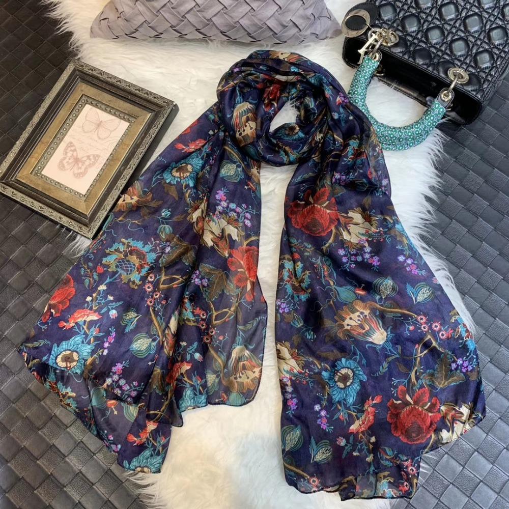 [BYSIFA] Silk Scarf Plus Size Broadened Silk Women's Silk Scarf Shawl Female Scarf New Winter Orange Coffee Women Long Scarves