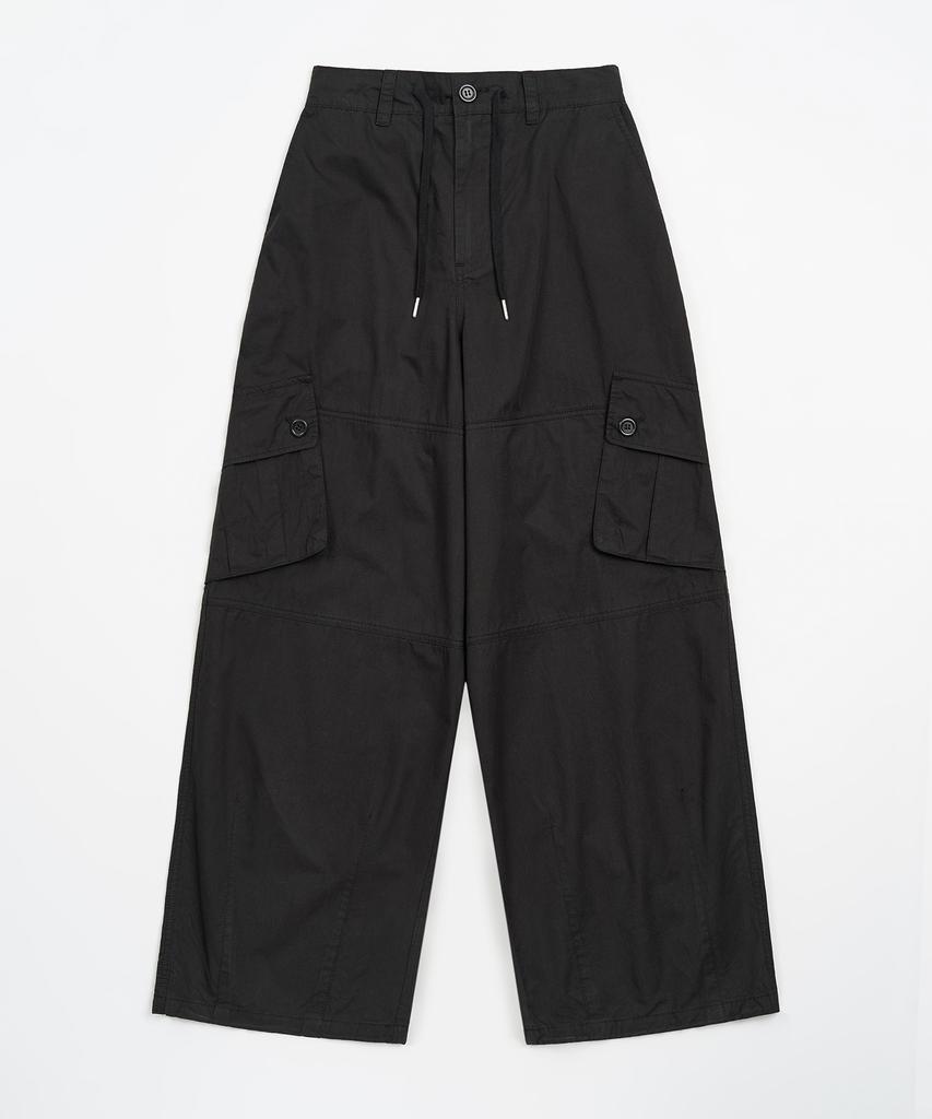 TOFFEE WOMEN W Cargo Pocket Cotton Pants (Black)