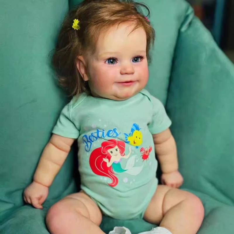50cm Full Silicone Body Reborn Dolls Maddie 60cm Cloth Body 3D High Color Painting Simulation Baby Cute Rooted Rooted Short Curly Hair Simulation Doll