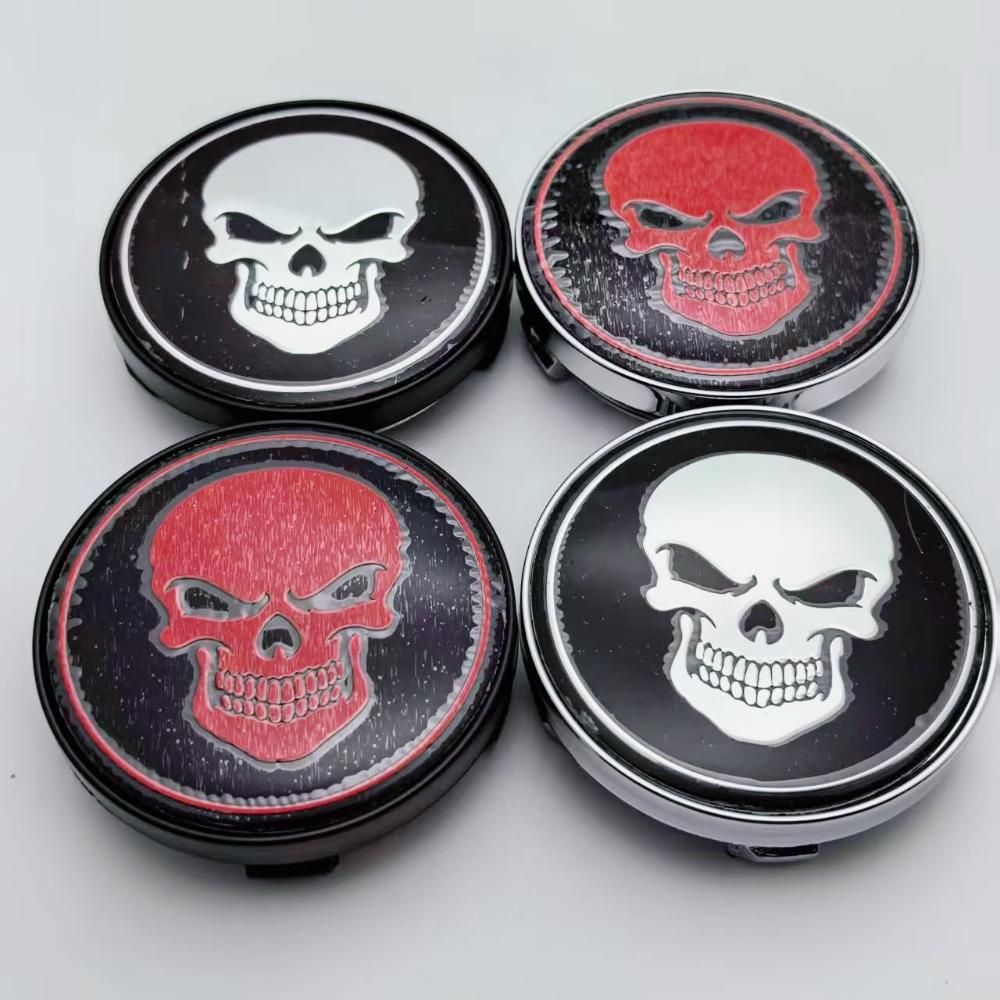 4ks 60MM ( 56 MM Vnitřní průměr) Logo lebky Znak Krytky středů kol auta Stylingové doplňky pro kola Náboj Ráfek Krytky nábojů Kryt Znak Výměna