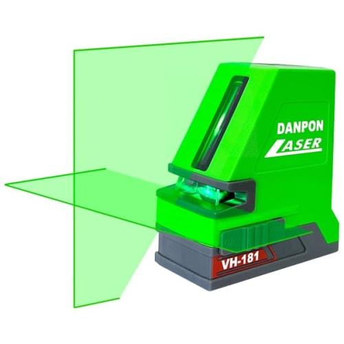 Danpon Green Laser Level, 2 Lines (1 Horizontal, 1 Vertical, and 1 Cross), Automatic Correction, Tilt Alarm, 18650 Rechargeable Battery, High Brightne