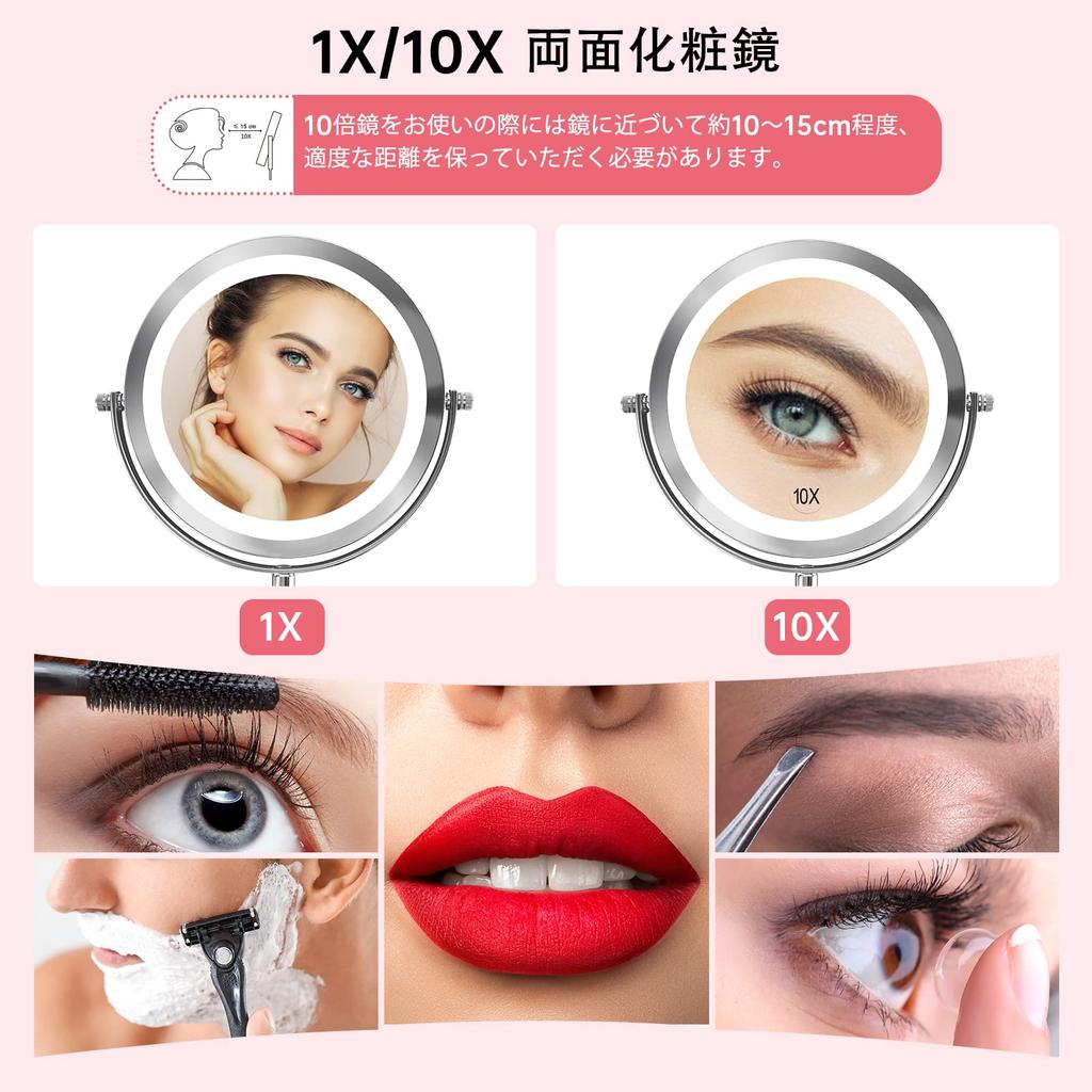 Gospire LED Magnifying Makeup Mirror with 10x LED Stepless Brightness Tabletop Makeup Stable Great Gift for Respect for the Aged Friendly to People