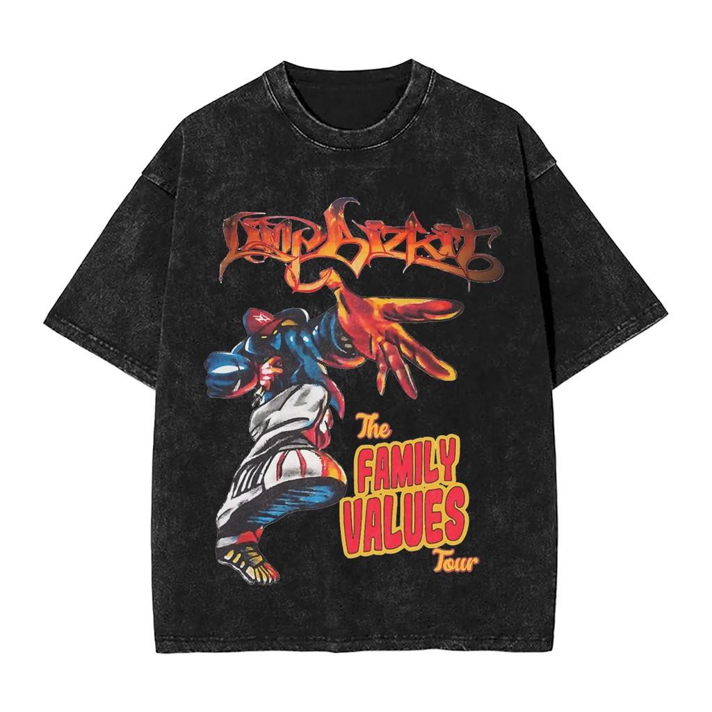 Hot Sale Rap Metal Band Limp Bizkit Graphic Print TShirt Unisex Women Retro Washed Cotton Oversized Streetwear Fashion Summer Tee