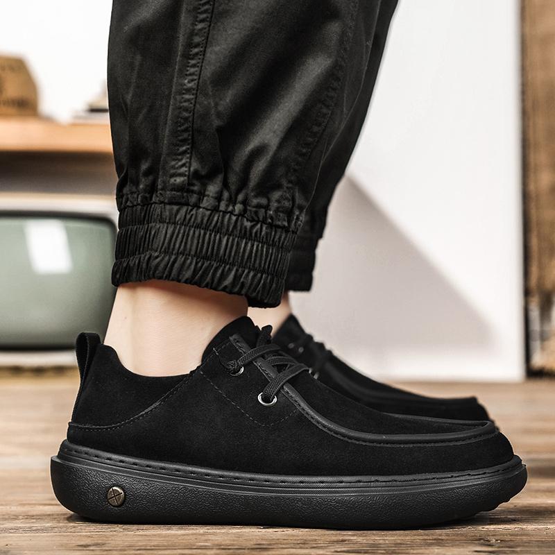 Men's Casual Leather Shoes Soft Sole Walking Shoes Luxury Brand Lace-Up Lightweight Walking Shoes Outdoor Mens Sneakers