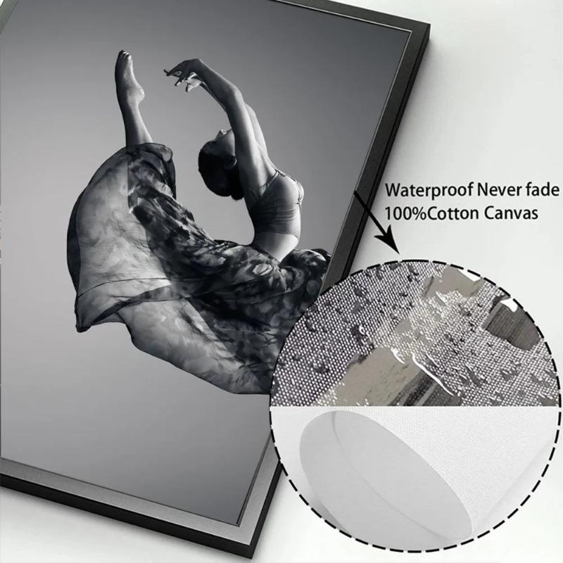 Black and White Angel Dancer Ballerina Posters Canvas Print Paintings Ballerina Dancing Mural Wall Art Pictures Home Room Decor