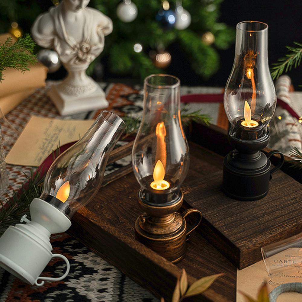 Retro Kreatives LED-Licht Öllampe Elektronische Kerzenlampe Pferdelampe Dekorative Verzierung Geschenk Laterne Vintage Glühendes Design