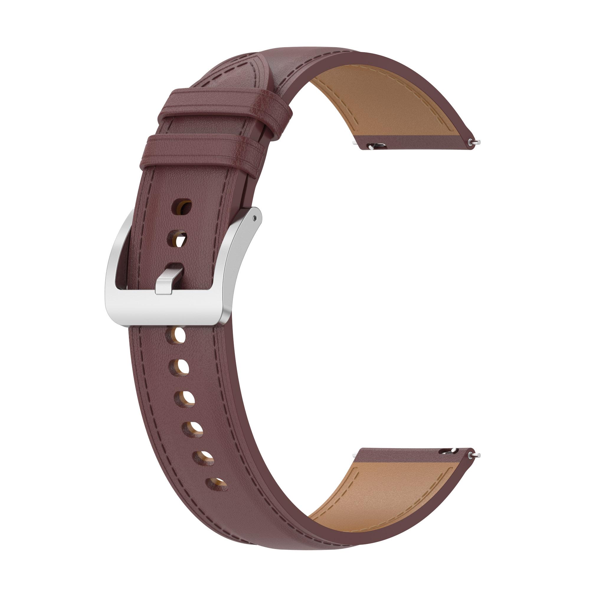 

For Huami Amazfit GTS 4 Mini/Bip 3 Pro/Bip 3/Samsung Galaxy Watch 5/4 Watch Band Top Layer Cowhide Leather 20mm Wrist Strap Dark Brown