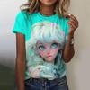 Stampa Cartone Animato Bambina Carina T-shirt da Donna Estate Nuove Maniche Corte T-shirt Moda Larga Street Scollo a O Abbigliamento Donna Top