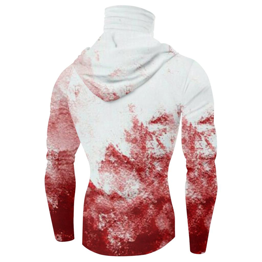 Funktions-Angel-Raglan-Hoodie für Herren mit Halloween-Print - UV-Schutz 50+ Langarm-Sonnenschutzshirt mit Mesh-Visier