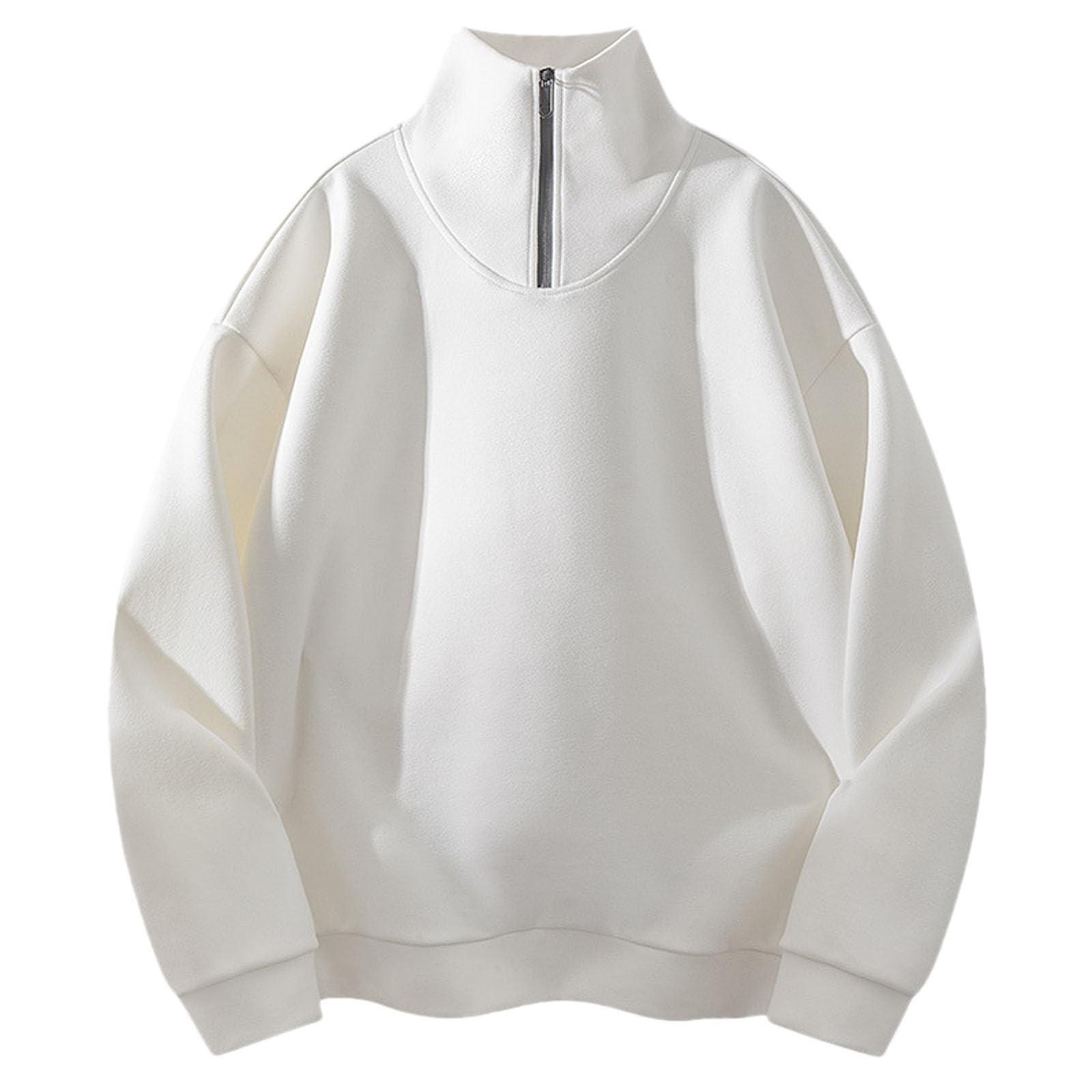 

Мужская повседневная уличная толстовка с воротником-стойкой, однотонная, с длинными рукавами и воротником-стойкой XL белый