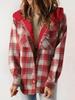 Autumn and winter women's plaid jacket long sleeved hairy hooded jacket with pockets