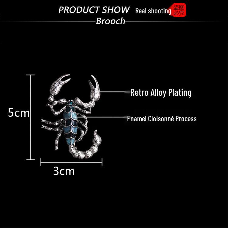 European & American Style Drip Glaze Enamel Scorpion Brooch - Bold Antique Pin for Men