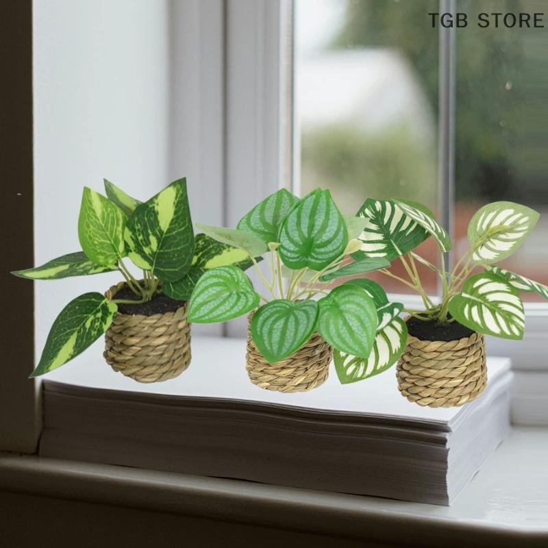 Simulated Green Plants Nordic Style Potted Plants Dripping Guanyin Leaves Simulated Green Plants Living Room Office Decoration