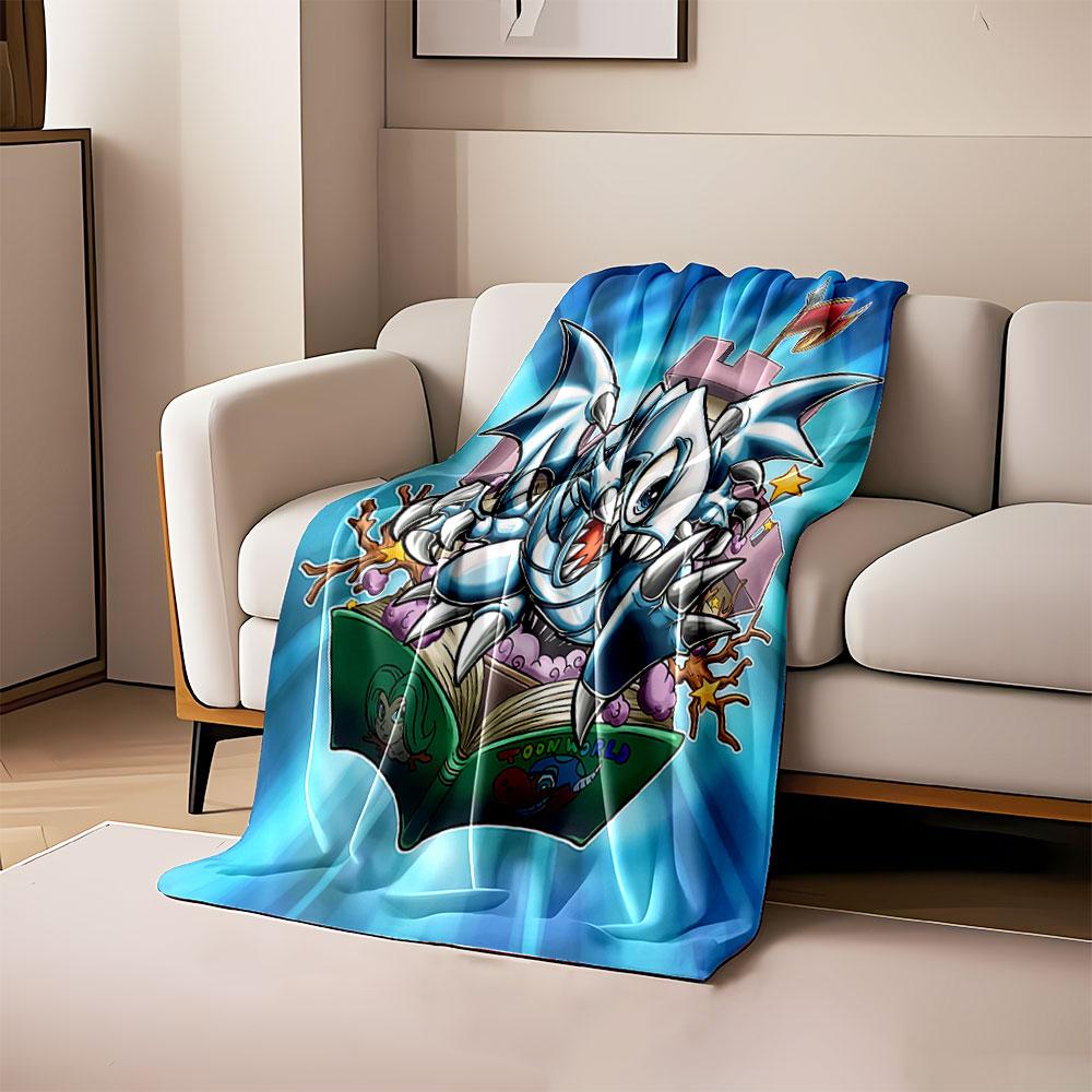 

A cartoonish dragon emerges from an open book, surrounded by fantasy motifs. for all seasons blanket lunch break throw gift 80cm x 120cm