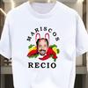 Crew Neck Short-Sleeved T-Shirt with a Black Background White And Red Printed Seafood Element Texture Gourmet