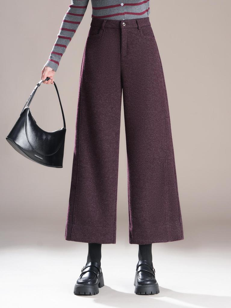 Women's High-Waisted Wool Wide-Leg Pants - Warm, Versatile, Fashionable Straight-Leg, Cropped for Autumn/Winter 2025.