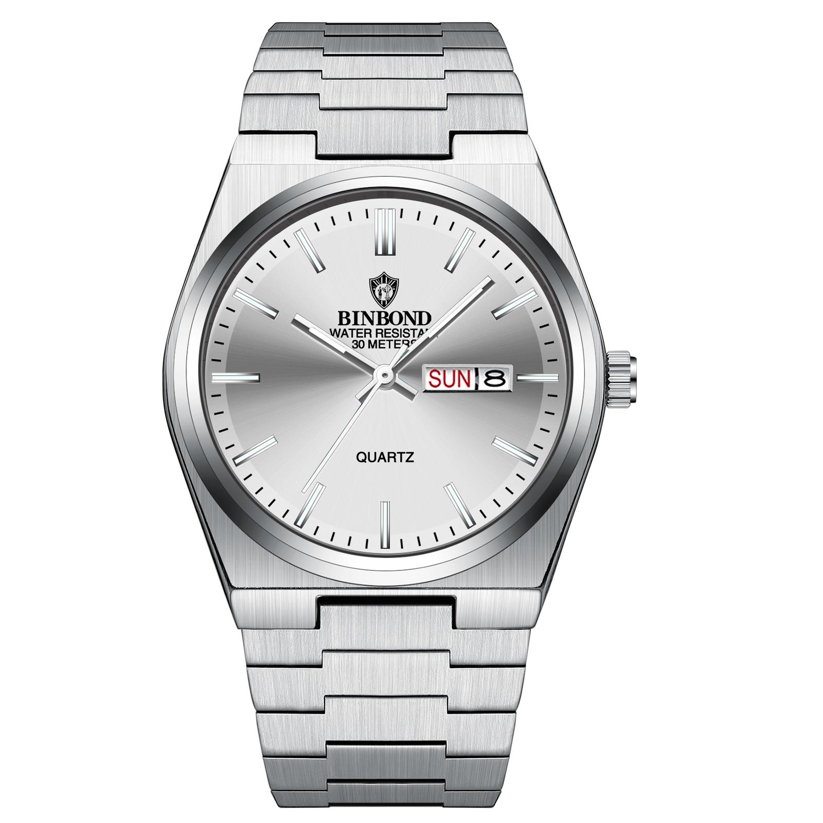 Luxury Binbond Quartz Man Wristwatch Sport Men Watches Waterproof Luminous Date Week Stainless Steel Men S Watch