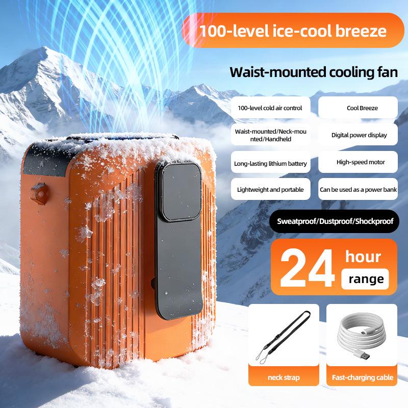 

Ice Pack Cooling Waist Fan for Outdoor and Camping 7.8*9.2*10cm помаранчевий